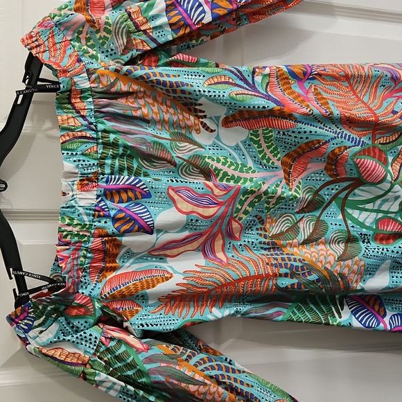 Vince Camuto Off The Shoulder 3/4 Bubble Sleeve Shift Dress:Aqua Tropical:Size-6 - Picture 2 of 8